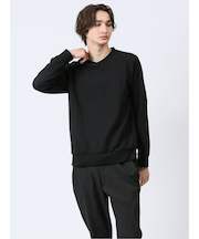 バイアスジャガード クルーネック長袖Tシャツ