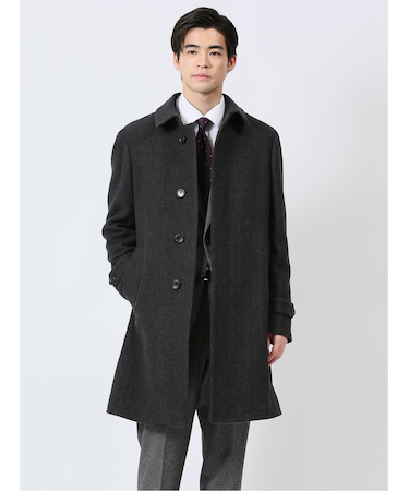 ウール混 ステンカラーコート カルゼグレー