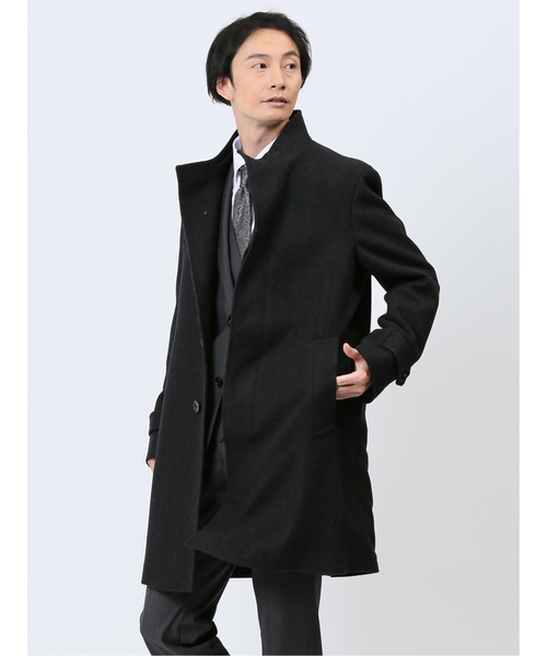 【極美品 カシミヤ混 XL 】メイルアンドコー　タカキュー　フーデットコート　黒 trim_fce_item670796852facd.jpg
