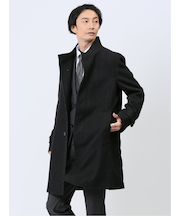 ウール混 スタンドコート カルゼ黒