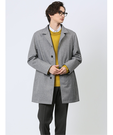 防風 ウィングカラーコート へリンボンライトグレー