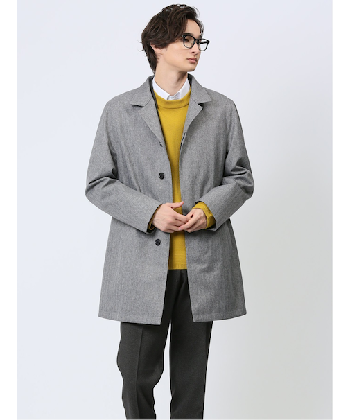 防風 ウィングカラーコート へリンボンライトグレー