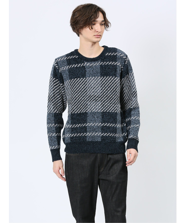 モールジャガードチェック クルーニット