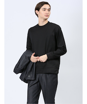 【DRESS T-SHIRT】綿ストレッチ スロープネック長袖Tシャツ
