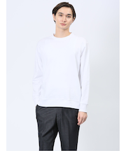 【DRESS T-SHIRT】綿ストレッチ スロープネック長袖Tシャツ