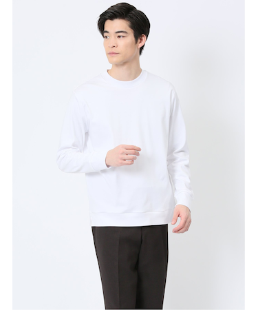 【DRESS T-SHIRT】綿ストレッチ モックネック長袖Tシャツ