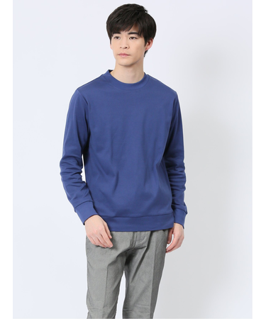 【DRESS T-SHIRT】綿ストレッチ モックネック長袖Tシャツ