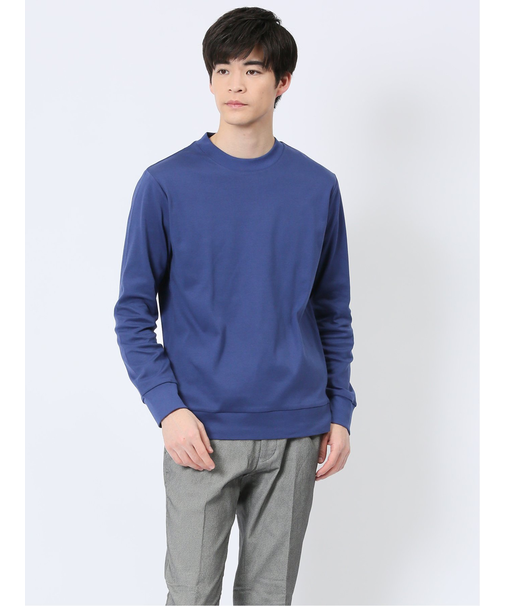 【DRESS T-SHIRT】綿ストレッチ モックネック長袖Tシャツ