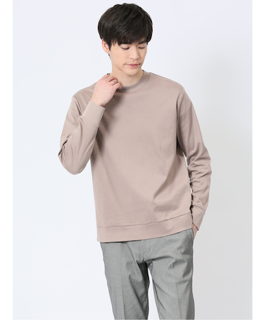 【DRESS T-SHIRT】綿ストレッチ モックネック長袖Tシャツ