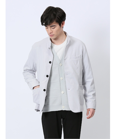 ストレッチ 千鳥ジャガード スタンドシャツアウター