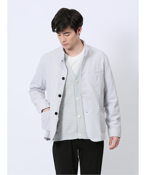 ストレッチ 千鳥ジャガード スタンドシャツアウター