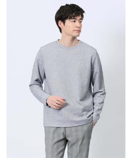 メランジワッフル クルーネック長袖Tシャツ