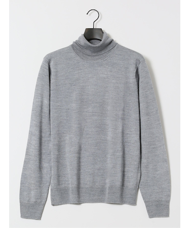 ウォッシャブル ウール混 タートルネックニット