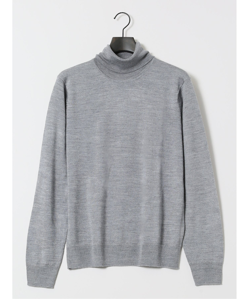 ウォッシャブル ウール混 タートルネックニット