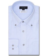 綿100% ノーアイロン スタンダードフィット ボタンダウン長袖シャツ