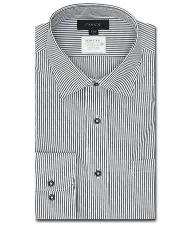 形態安定 吸水速乾 スタンダードフィット ワイドカラー長袖シャツ