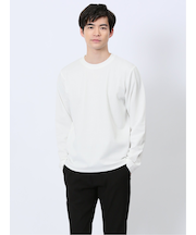 ふくれチェックジャガード クルーネック長袖Tシャツ