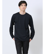 ふくれチェックジャガード クルーネック長袖Tシャツ