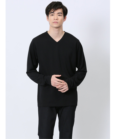 メランジポンチ Vネック長袖Tシャツ