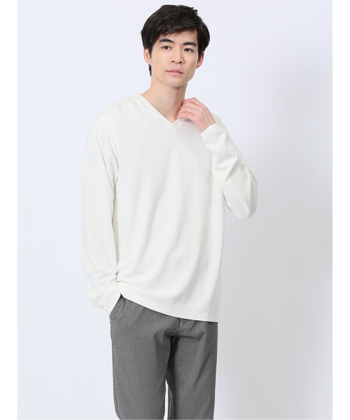 メランジポンチ Vネック長袖Tシャツ