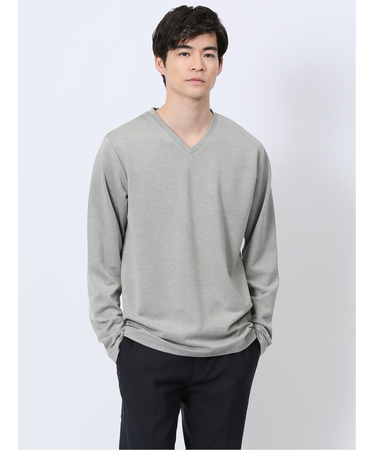 メランジポンチ Vネック長袖Tシャツ