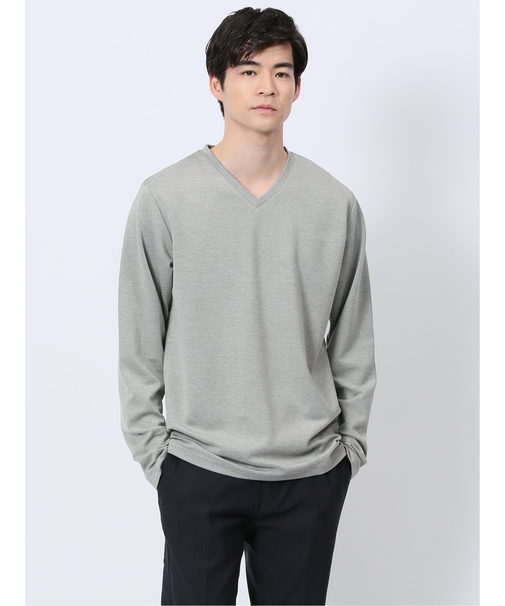 メランジポンチ Vネック長袖Tシャツ