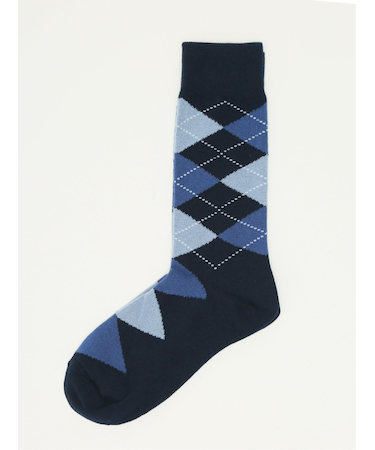 ストレッチ抗菌防臭 アーガイル柄クルーソックス
