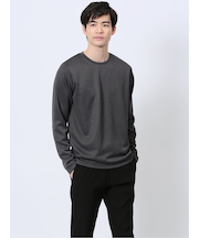 ジオメトリックジャガード クルーネック長袖Tシャツ