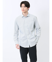 ストレッチ プリント ワイドカラー長袖シャツ