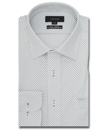 ノーアイロンストレッチ スタンダードフィット ワイドカラー長袖ニットシャツ