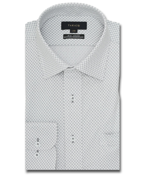 ノーアイロンストレッチ スタンダードフィット ワイドカラー長袖ニットシャツ