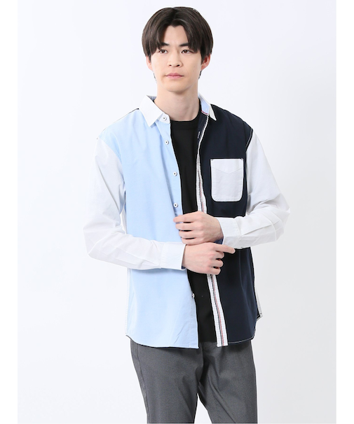 【WEB限定】綿オックス トリコテープ レギュラーカラー長袖シャツ