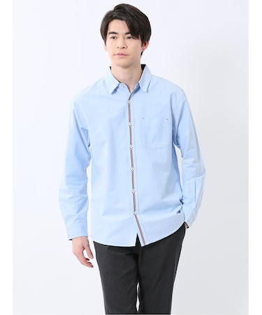 【WEB限定】綿オックス トリコテープ レギュラーカラー長袖シャツ