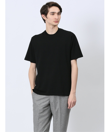 ウォッシャブル 綿混ニット クルーTシャツ