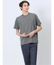ウォッシャブル 綿混ニット クルーTシャツ