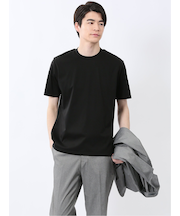 【DRESS T-SHIRT】綿ストレッチ スロープネック半袖Tシャツ