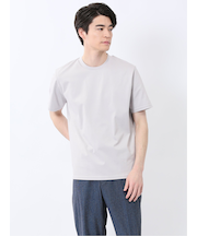 【DRESS T-SHIRT】綿ストレッチ スロープネック半袖Tシャツ