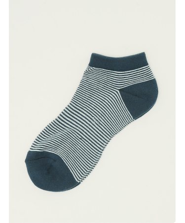 ストレッチ抗菌防臭 ピンボーダー 底パイル アンクルソックス