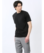 【DRESS T-SHIRT】綿ストレッチ スロープネック半袖Tシャツ
