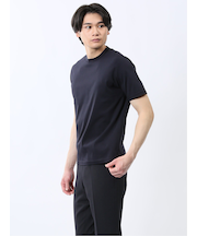 【DRESS T-SHIRT】綿ストレッチ スロープネック半袖Tシャツ