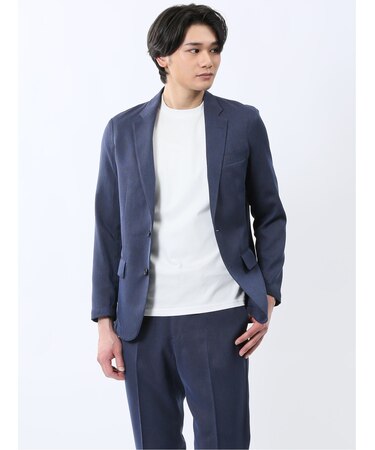 軽量 スリムフィット 2ボタンジャケット ウィンドペン青(セットアップ可能)