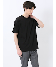 ストレッチ ニット衿 クルーネック半袖Tシャツ