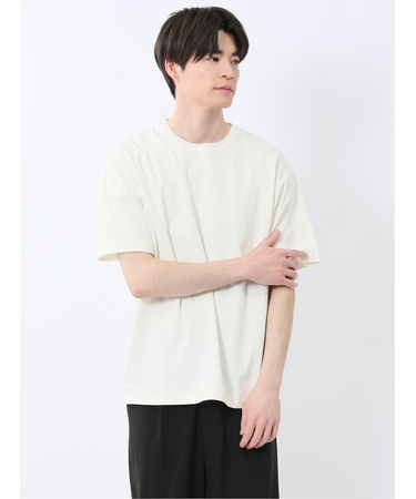 ストレッチ ニット衿 クルーネック半袖Tシャツ