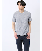 メッシュ かすれプリント Vネック半袖Tシャツ