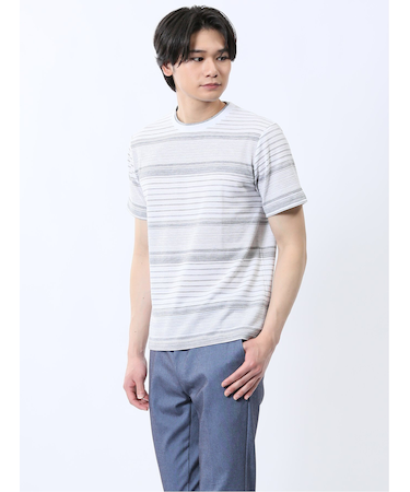ポップコーンボーダー クルーネック半袖Tシャツ