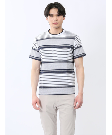 ポップコーンボーダー クルーネック半袖Tシャツ