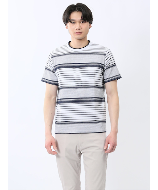 ポップコーンボーダー クルーネック半袖Tシャツ