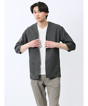 からみ織り ボタンレス 7分袖カーディガン