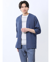 からみ織り ボタンレス 7分袖カーディガン