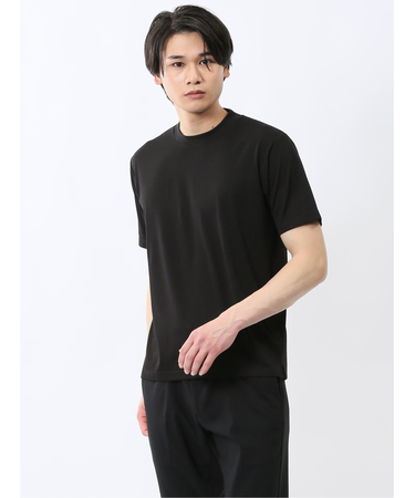 接触冷感 スロープネック半袖Tシャツ